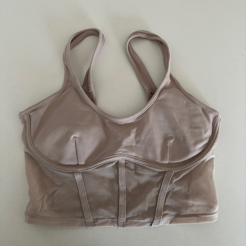 Alo small sports bra corset dusty pink blush mauve